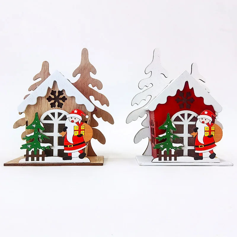 Christmas Ornaments Wooden Light Emitting Diode Light Pendant Festive Party Christmas Gifts Wooden Ornaments
