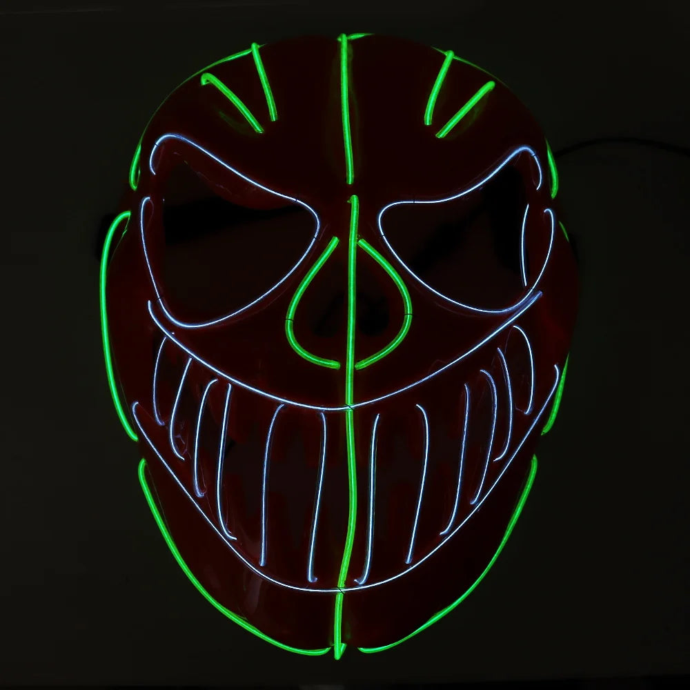 Halloween & Day of the Dead New Halloween Pumpkin Mask Flexible Light Emitting Diode Neon Mask Makeup Facial Lighting Mask Halloween Party Cosplay