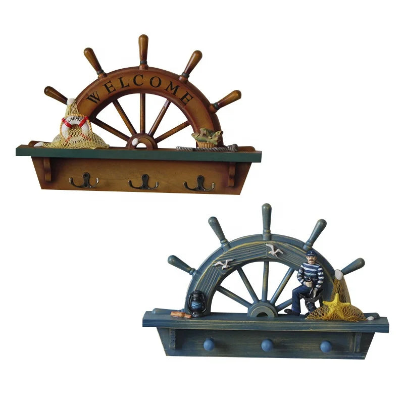 Wooden Crafts, Mediterranean StyleArrow Logo Fishbone Shaping Hanging Decoration Creative Welcome Wooden Logo