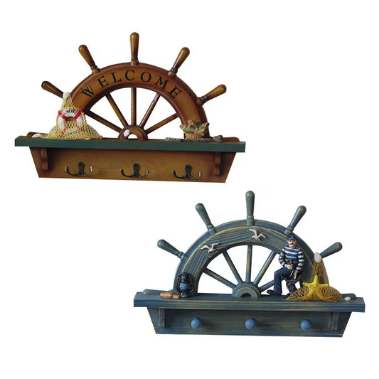 Wooden Crafts, Mediterranean StyleArrow Logo Fishbone Shaping Hanging Decoration Creative Welcome Wooden Logo