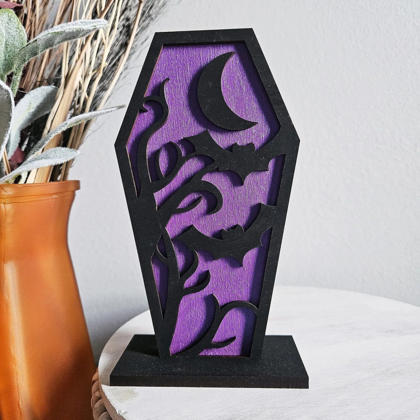 Halloween & Death Day 12 * 20cm LED Halloween Spider Web Party Decor Warm Light Goth Accessories Spooky Wall Decor Plywood Halloween Light Coffin Box