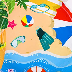 7 inch paper plate napkin cup fork knife spoon beach party supplies summer pool party tableware set