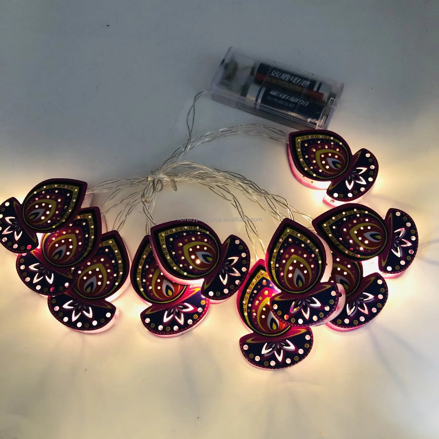 Novelty Metal Diya Lights Deepavali Lighting Decoration Diwali Hanging Pendant Light Emitting Diode String Lights