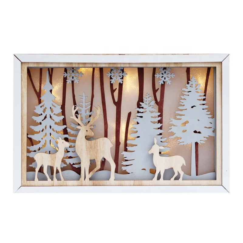 Christmas decorations creative elk picture frame shopping mall window Christmas wooden handicraft ornament
