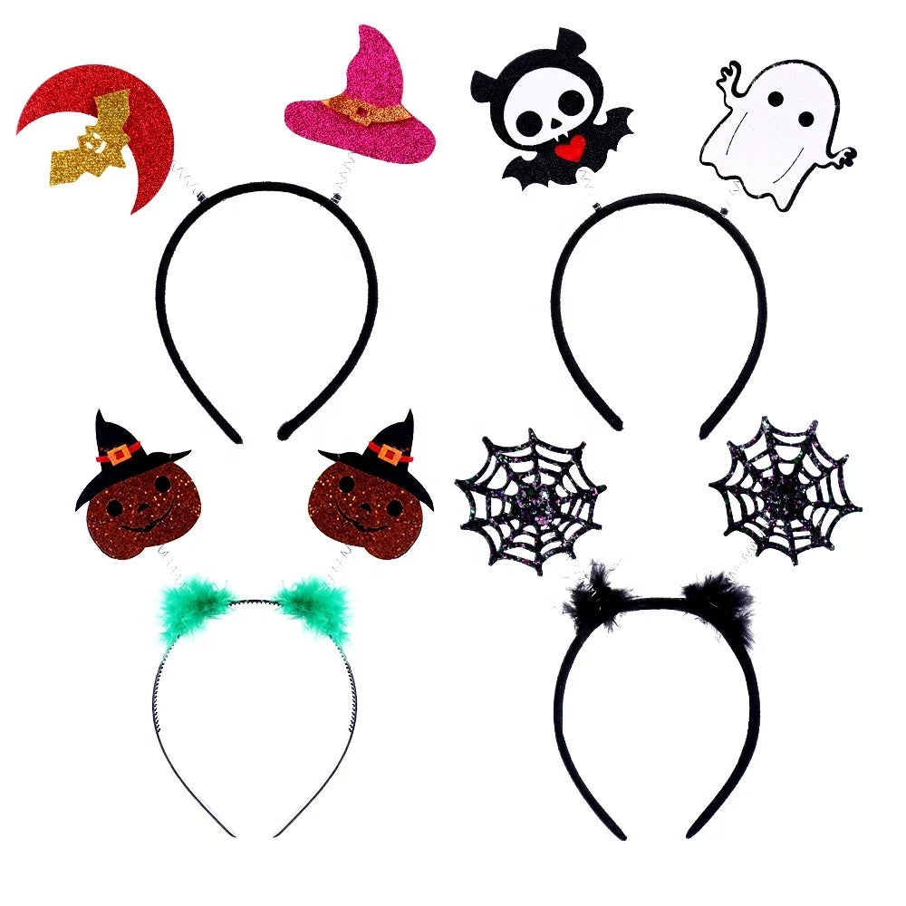 Halloween & Day of the Dead 4 Pieces Halloween Headband Decorations Glitter Ghost Festival Style Funny Party Events Halloween Headwear Supplies