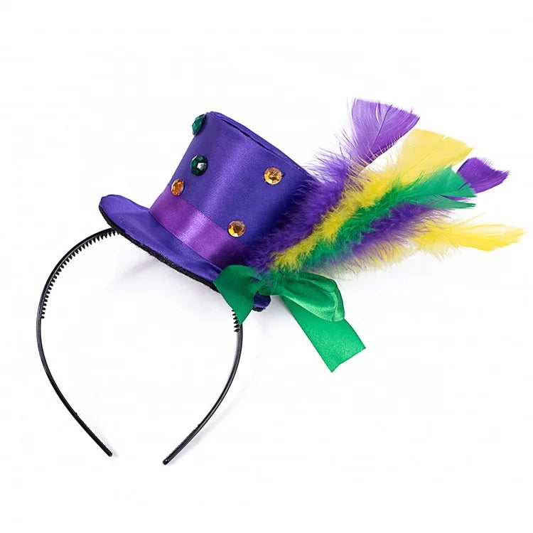 Carnaval Carnival Mini Clown Headband Adult Clown Hat Pompom Festival Props Headgear Carnival Green Yellow Purple Clown Headband