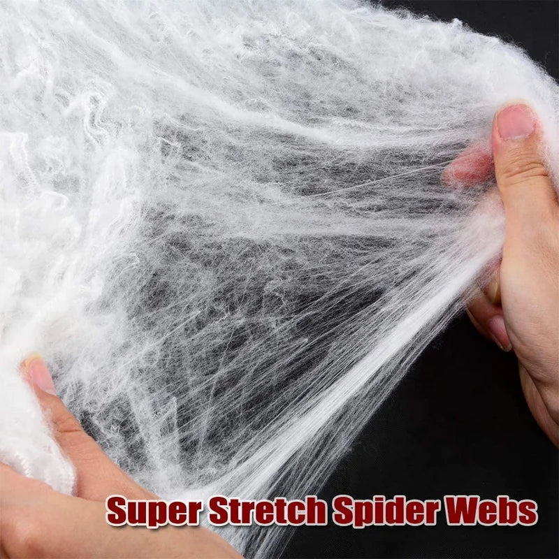 Halloween & Death Day Wholesale 20G Halloween Spider Webs Stretch Cobwebs with 2 Plastic Spiders for Halloween Indoor Outdoor Decorations