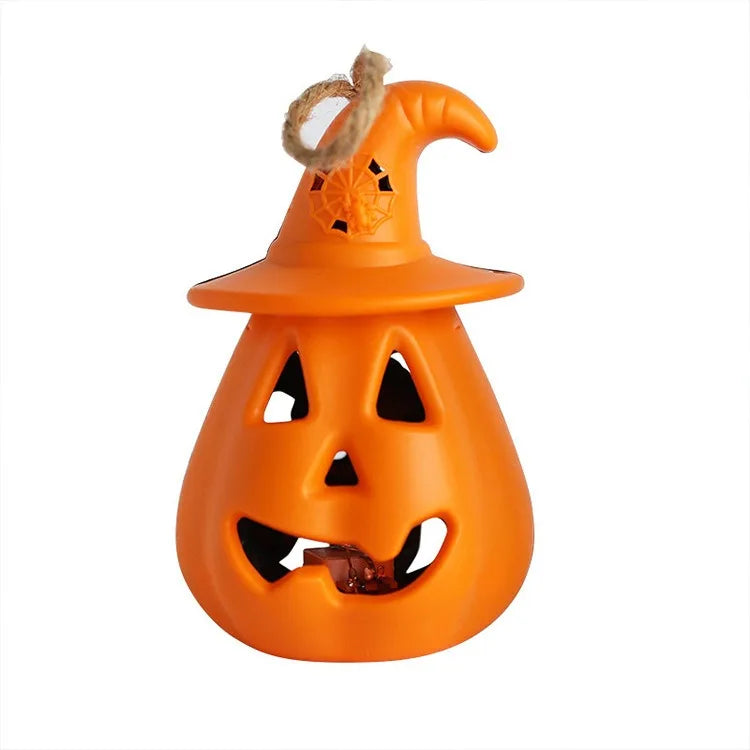 Halloween & Day of the Dead 12 * 8cm Flash LED Halloween Party Tree Decoration Scary Jack-O-Lantern Flickering Hanging Halloween Double Color Pumpkin Lanterns