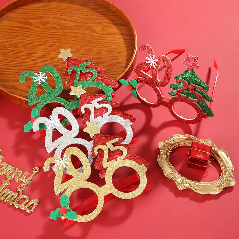 1 Wedding Party, Wholesale Christmas Decoration 2025 Christmas Glasses Electroplating Glitter New Digital Funny Christmas 2025 Glasses