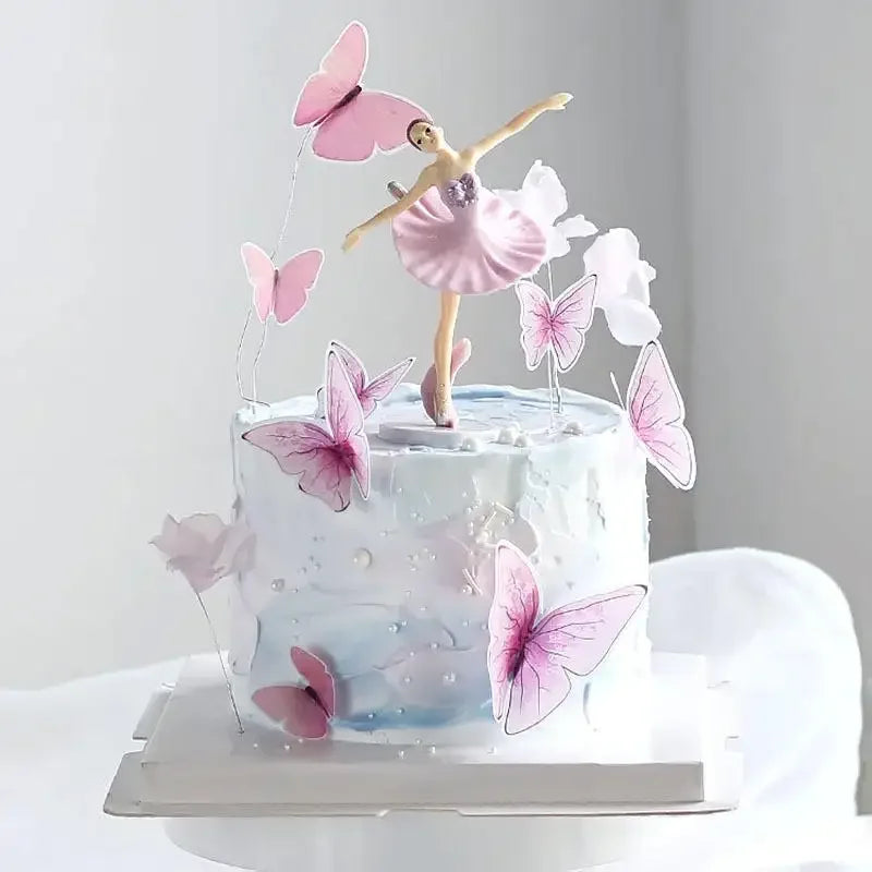 Birthday Party 2 pcs Happy Birthday Cupcake Top Hat Set Butterfly Cake Top Hat Girl Birthday Cake Party Decoration