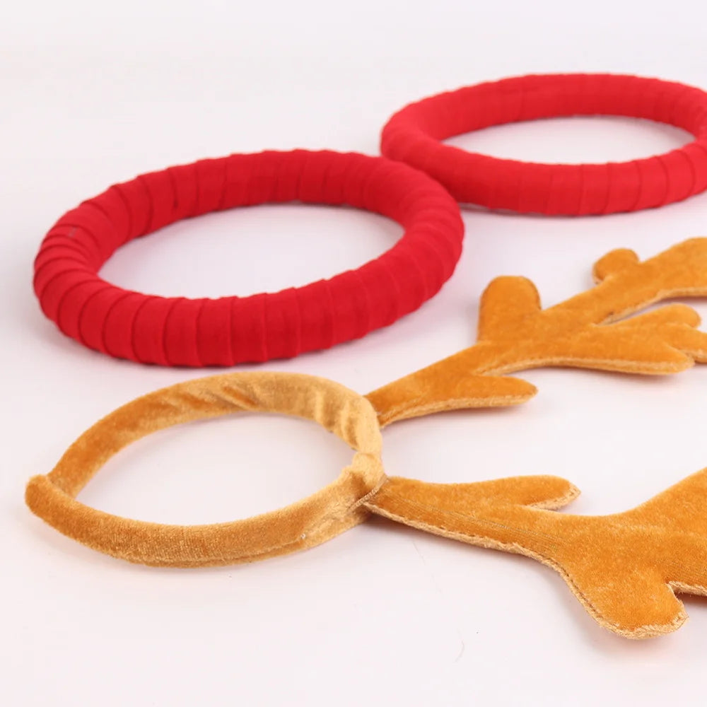 BSCI Christmas party supplies plush brown polygonal red hair band accessories daily wear Christmas reindeer headband