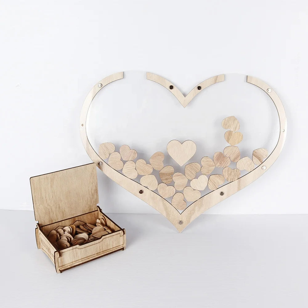 Wedding Guestbook Alternative Puzzle Customized Wedding Alternative Heart Wood Guestbook