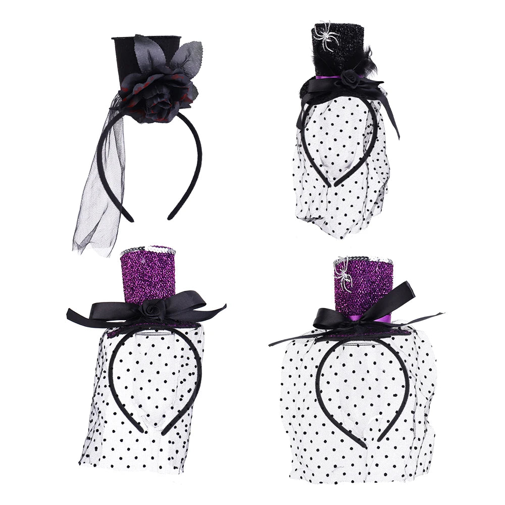 Halloween & Day of the Dead Mini Top Hat Headband Carnival Headband Women's Sequin Headband Colored Hair Accessories