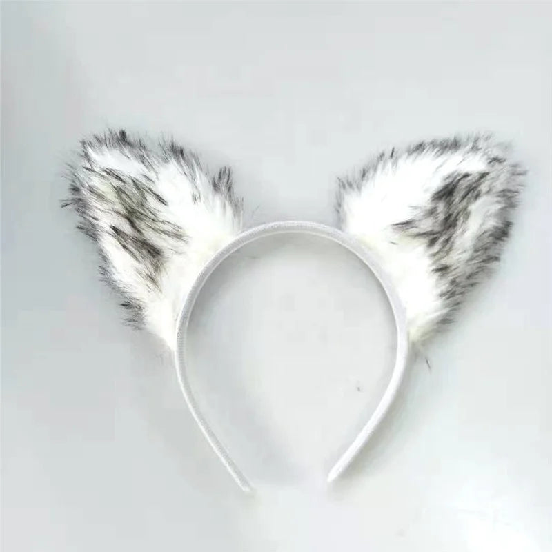 Carnaval new arrivals plush animal ears headband cosplay plush cat ears headband tail cover carnival halloween costume