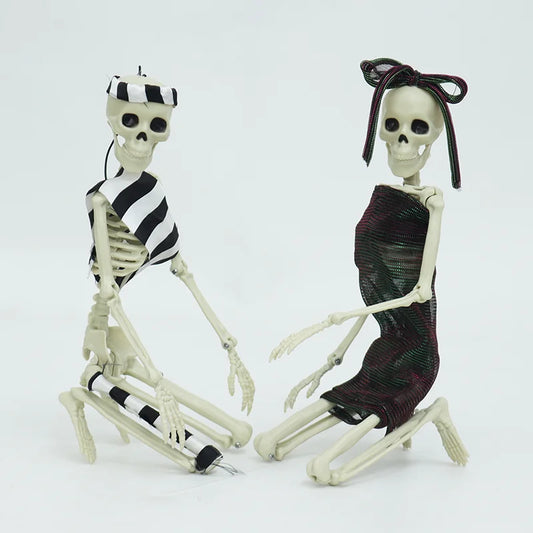 Halloween & Day of the Dead Halloween Party Skeleton Ornaments Haunted House Plastic Full Body Hanging Props with Movable Joints