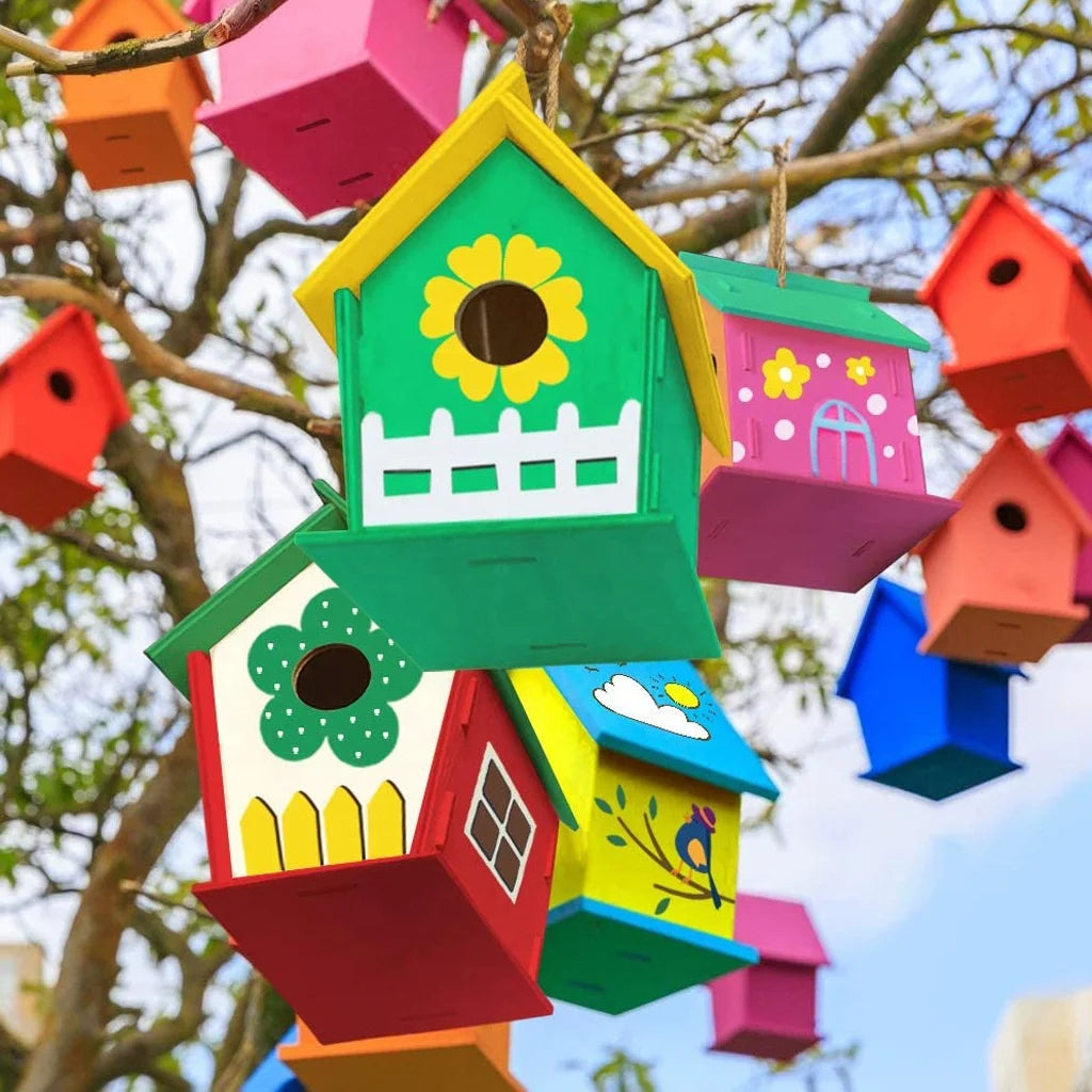 Wooden Crafts DIY Wooden Crafts Garden Decoration Painted Bird House Kit
