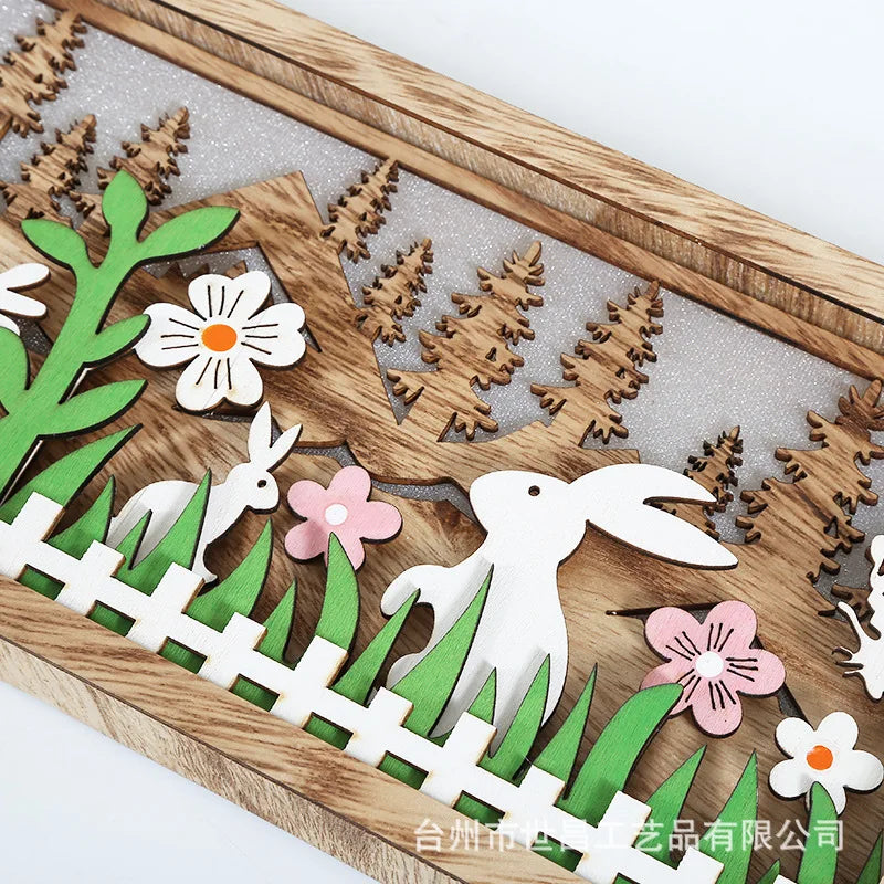 Easter and Thanksgiving 3 Original Wholesale Easter wood carving Wooden photo frame Easter bunny Easter wooden decoration