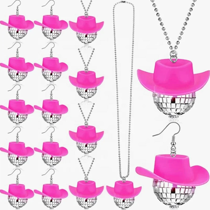 Bachelorette Party 1 Pink Cowgirl Bachelor Disco Party Loves 1970s Disco Accessories Mini Disco Ball Necklace