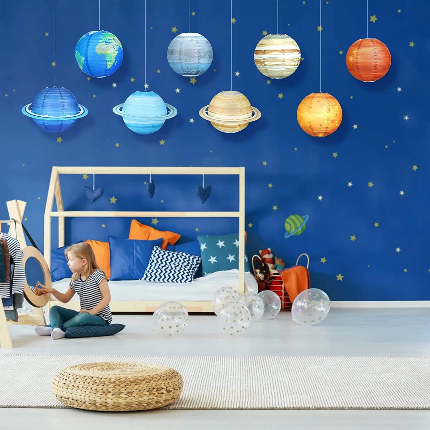 Outer Space Party Ornaments Solar System Planet Children's Lanterns Space Themed Party Planet Paper Lanterns