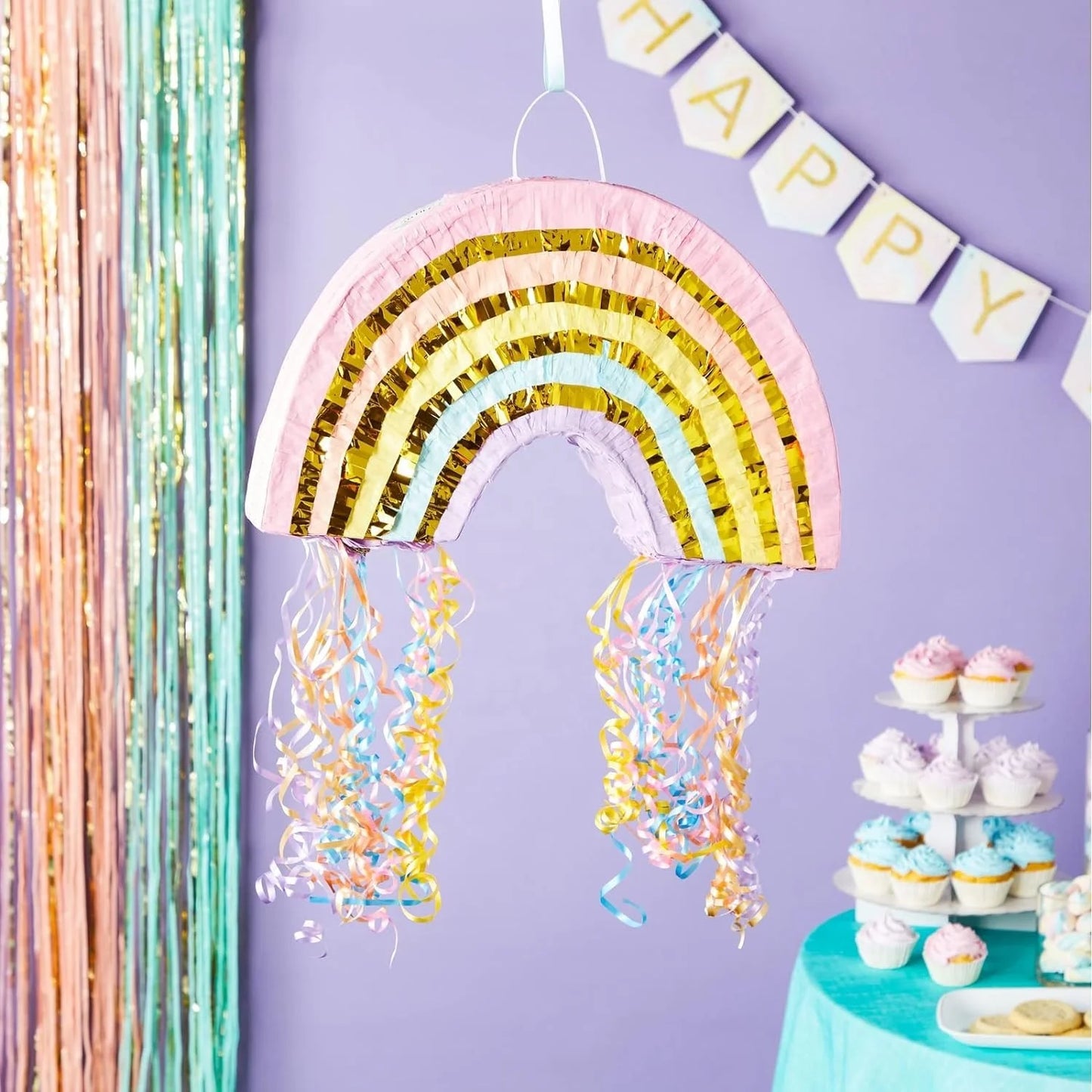 Birthday Party 2 Sex Reveal Party Supplies Rainbow Pull Line Pinata Pastel Birthday Decorations