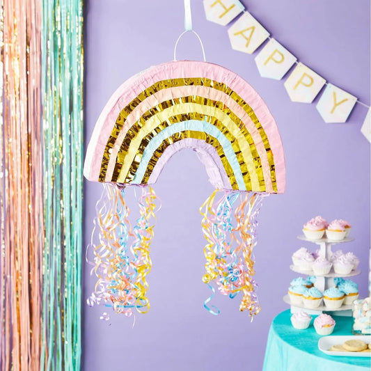 Birthday Party 2 Sex Reveal Party Supplies Rainbow Pull Line Pinata Pastel Birthday Decorations