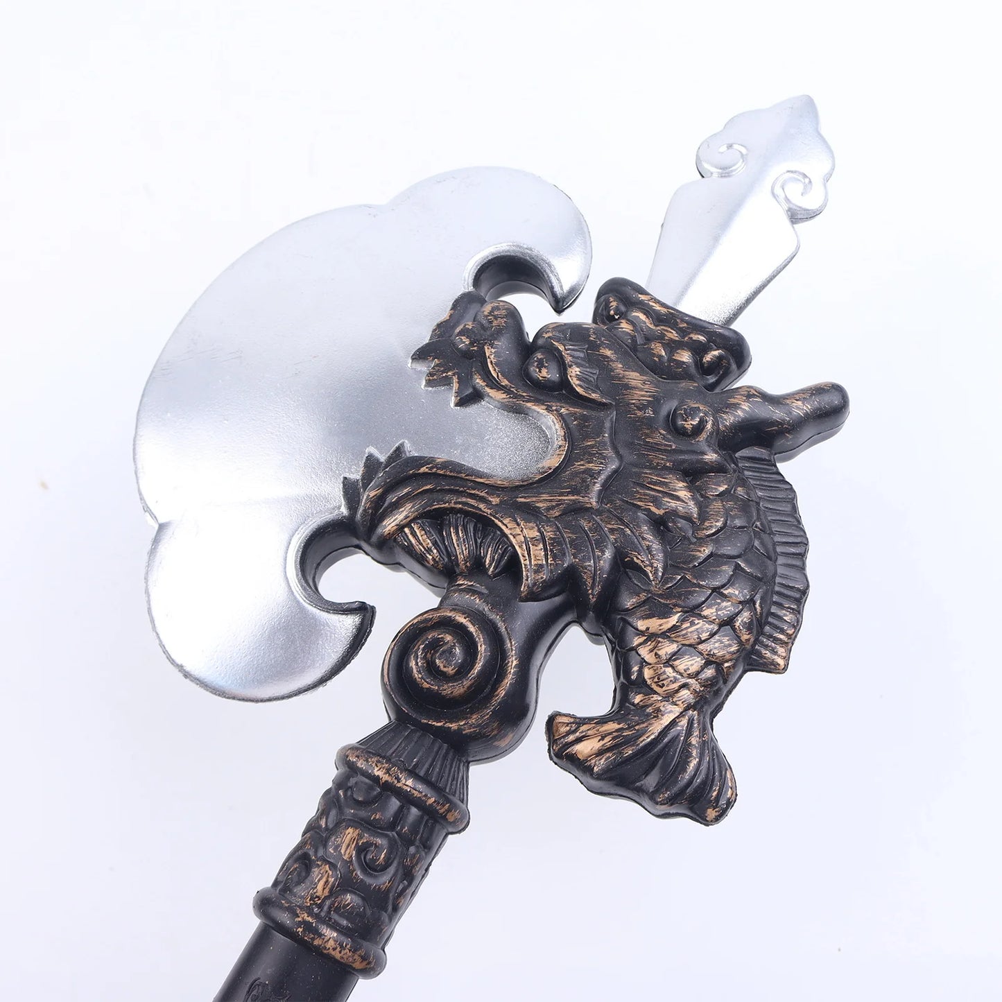 Machado de batalha de lâminas de Halloween e Dia dos Mortos 42*17,5 cm, acessórios para fantasias de cosplay de Halloween, adereços realistas, machado grande de plástico antigo para Halloween 