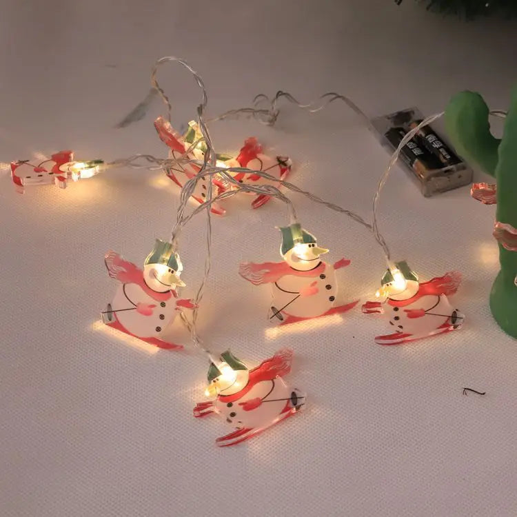 Santa Claus Light Emitting Diode Light String Christmas Tree Snowman Decorative Light String Holiday Room Christmas Battery Light Emitting Diode Snowman Light