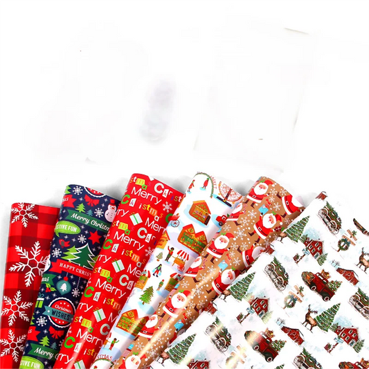 Christmas Wrapping Paper - Christmas Snowflake Reindeer Pattern, Premium Coated Gift Wrapping Paper