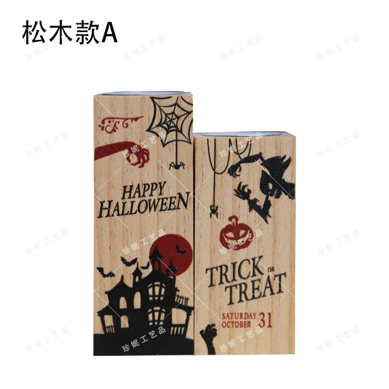 Halloween &amp; Day of the Dead, Party Decorations Creative Wooden Candlesticks Perfect Wooden Gifts 