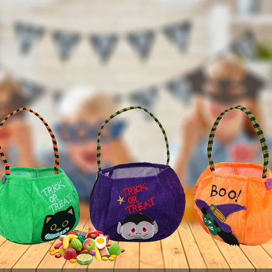 Halloween & Death Day Trick or Treat Boy Girl Candy Basket Pumpkin Spider Vampire Multicolor Candy Bucket Kids Candy Bag
