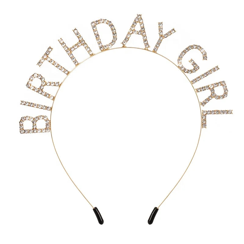Birthday Party 2 Alloy Birthday Girl Headwear Happy Birthday Gift Rose Gold Rhinestone Party Headband