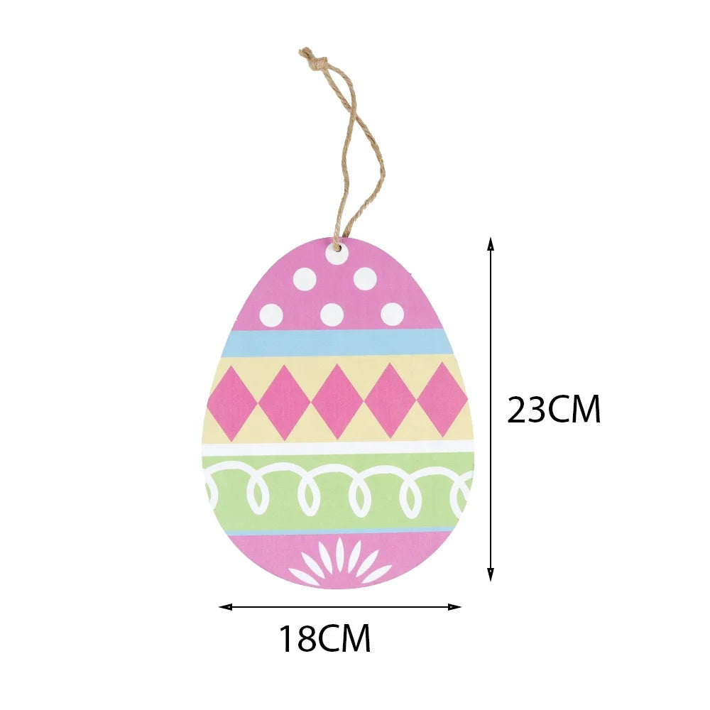 Easter and Thanksgiving 3 Egg-Shaped Luminous Pendant Wooden Easter Pendant Egg-Shaped Rabbit Wood Chip Gift Label Pendant