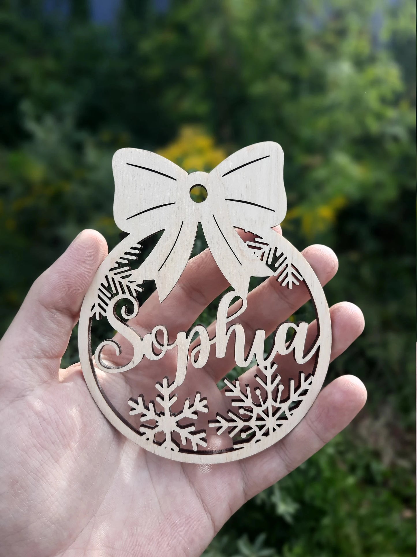 Personalized Christmas Tree Decoration Light Customized Wooden Christmas Decoration Laser Cutting Name Christmas Ornament Customized Gift Label