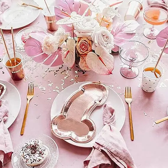 Bachelor Party 1 Bachelor Party Ornaments Disposable Party Tableware Rose Gold Paper Plate
