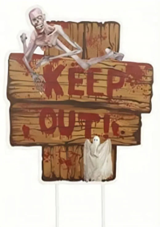 Halloween & Death Day Road Signs Custom Outdoor Decorations Bloody Horror Rippled Yard Signs Ghost Warning Pile Halloween Decorations