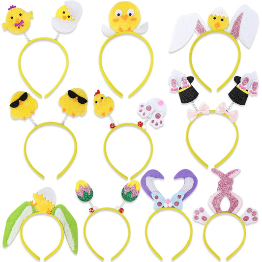 Easter and Thanksgiving 3 Headbands Chick Rabbit Head Pop Headgear Party Decorations Birthday Accessories Flash Easter Chicken Headband