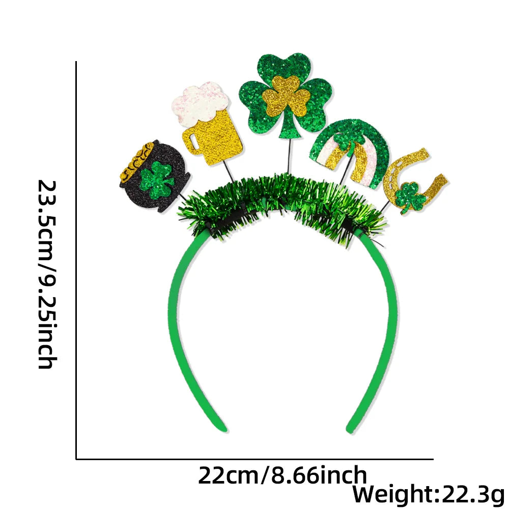 Easter and Thanksgiving 3 Wholesale Markrts Gifts Green Glitter Sequins Irish Shamrock Lucky Headband Festival Party Supplies St. Patrick's Day Headbands