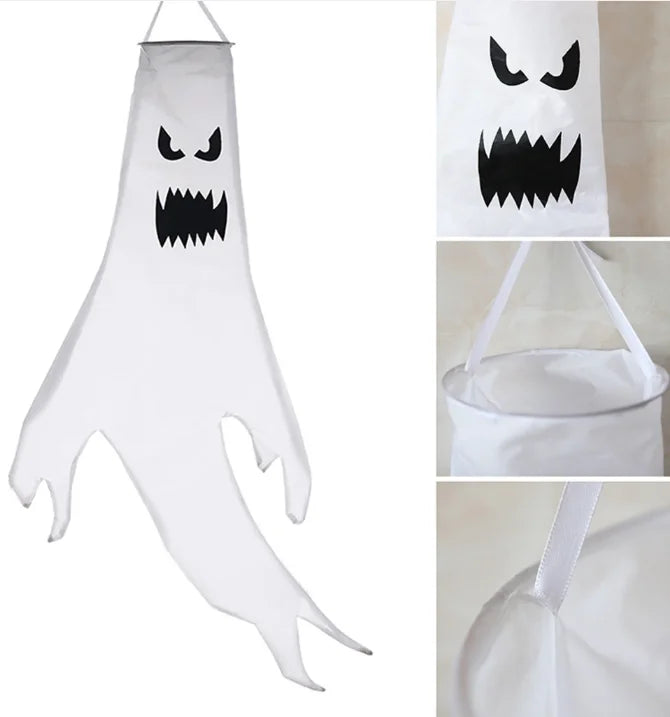 Halloween & Day of the Dead 130cm Halloween Decoration Horror Ghost Decoration with Light Emitting Diode Light Halloween Windsock Flag Hanging Ghost Outdoor Party Supplies