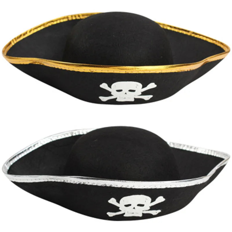 Birthday Party Party Decoration Children's Pirate Hat Halloween Party Hat Adult Pirate Gold Circle Cloth Hat Captain Caribbean Pirate Hat Party Costume
