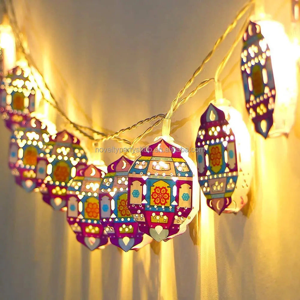 Novelty Metal Diya Lights Deepavali Lighting Decoration Diwali Hanging Pendant Light Emitting Diode String Lights
