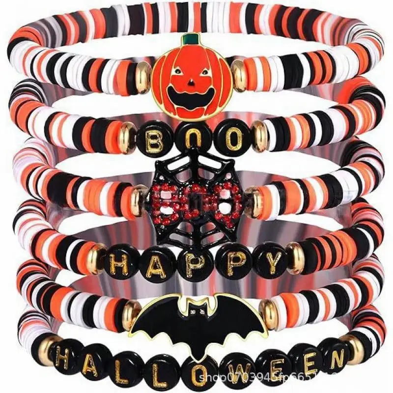 Halloween & Death Day Pafu Halloween Bracelet Ornaments Custom DIY Beads Bohemian Layered Bracelet Set Friendship Bracelet Girls & Girls Gifts