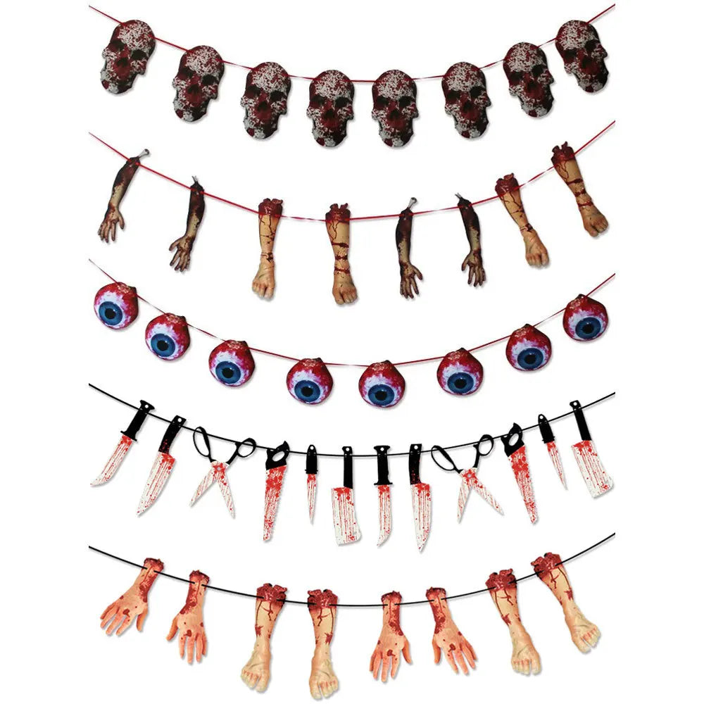 Halloween & Day of the Dead Halloween Themed Party Ornaments Various Styles Horror Paper Pendants Decorative Banners