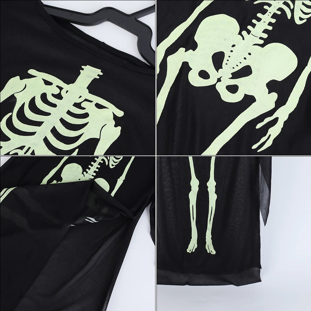 Halloween & Day of the Dead Unisex Halloween Skull Costume Breathable Fabric Skull Costume Adult Halloween Glow Skull Costume