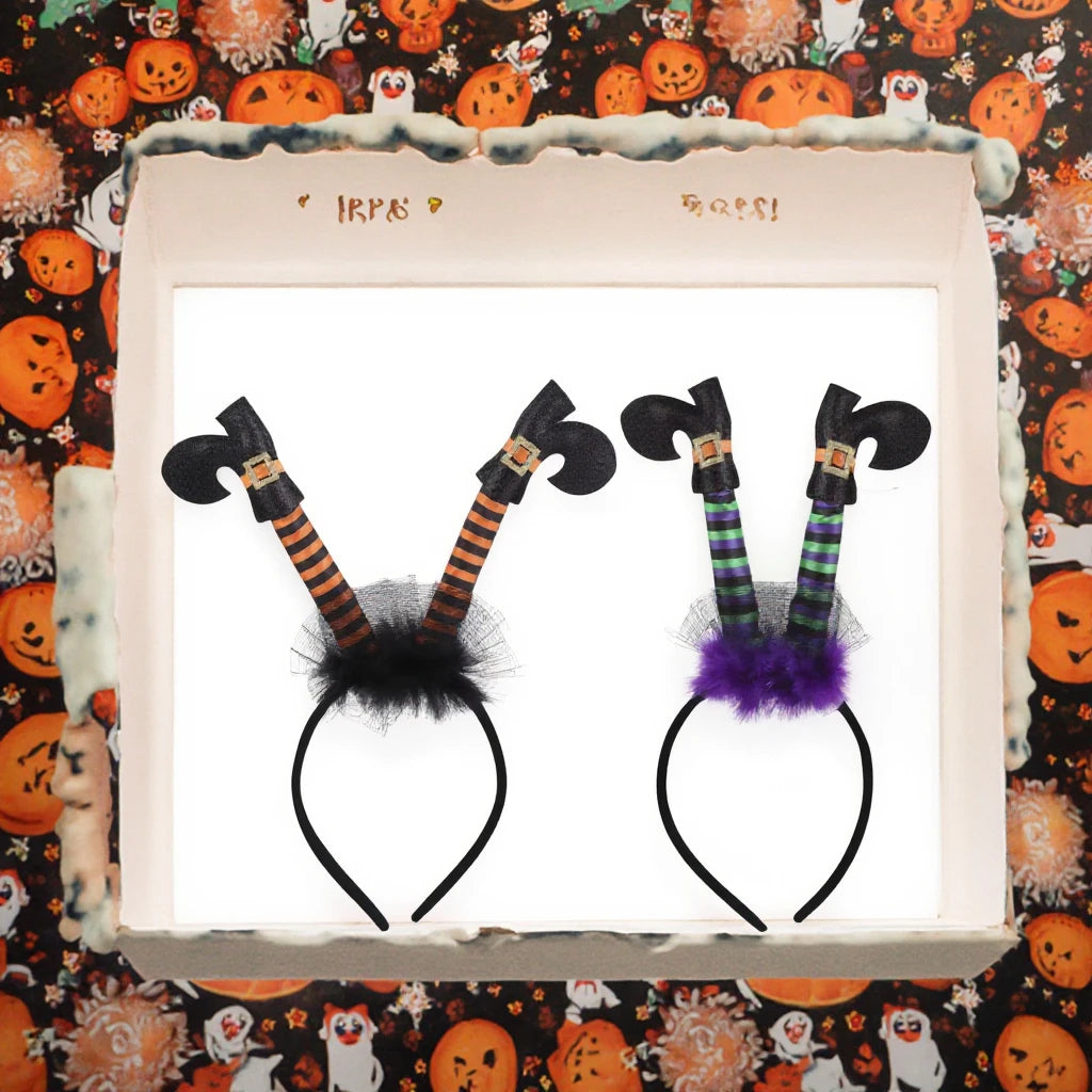 Halloween & Day of the Dead Funny Headband Witch Legs Headband Hairband Hairy Bells Headband Costume Headband