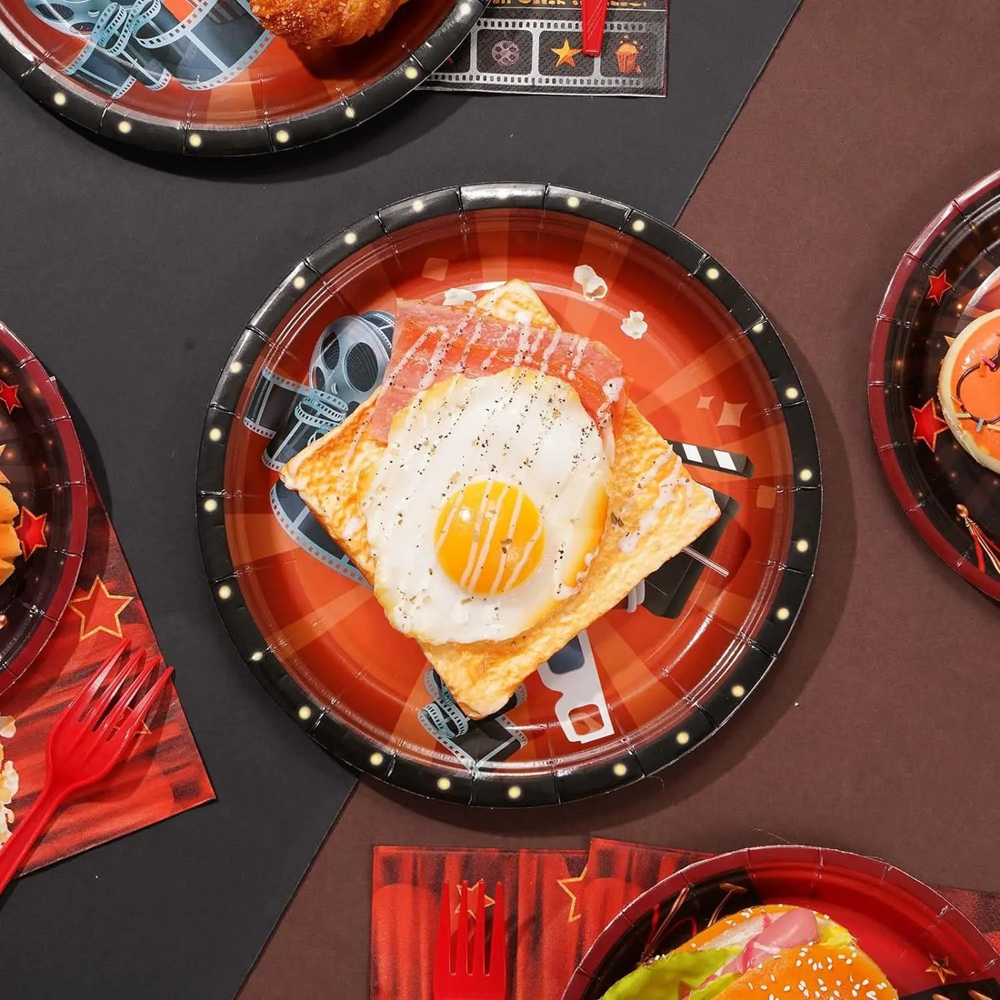 96 Movie Night Party Supplies Hollywood Movie Night Theater Party Paper Plates and Napkin Kits