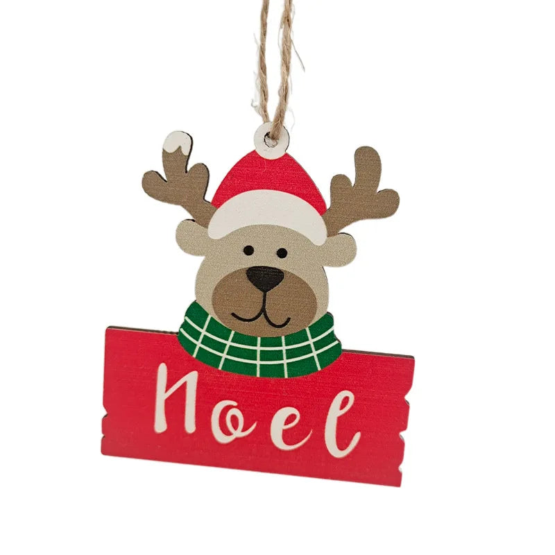 New Wooden Christmas Tree Snowman Santa Elk Hollow Pendant DIY Painted Christmas Wooden Ornament