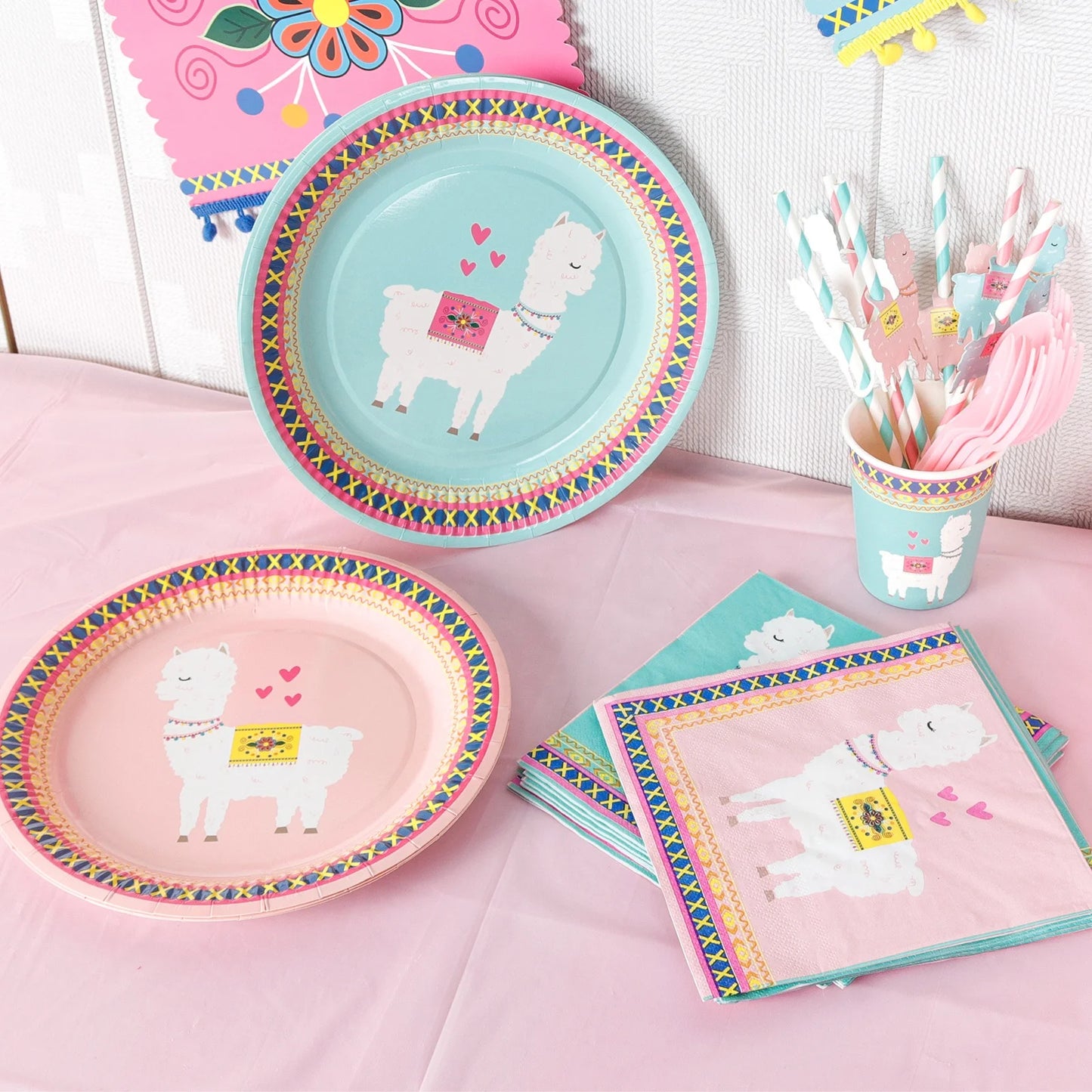 Birthday Party 2 Llama Birthday Party Supplies Front String Camel Themed Flags Birthday Party Supplies 8 Llama Party Supplies Set