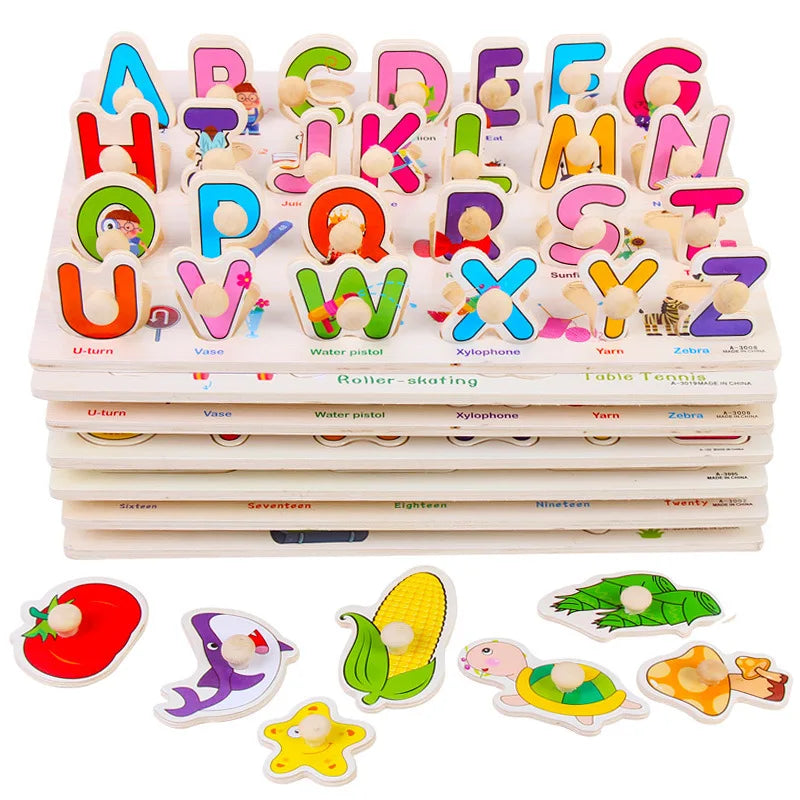 Birthday Party 2 Kids 3D Wooden Puzzle Grabbing Board Toy Car Animal Fruit Cognitive Tangram Puzzle Baby Education Montessori