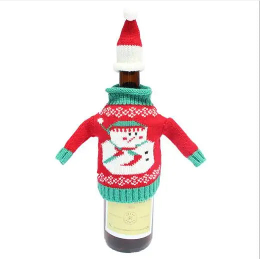 Christmas Gifts Crafts Ornaments with 4 Santa Hats Silverware Holders Ugly Christmas Sweaters Wine Bottle Caps