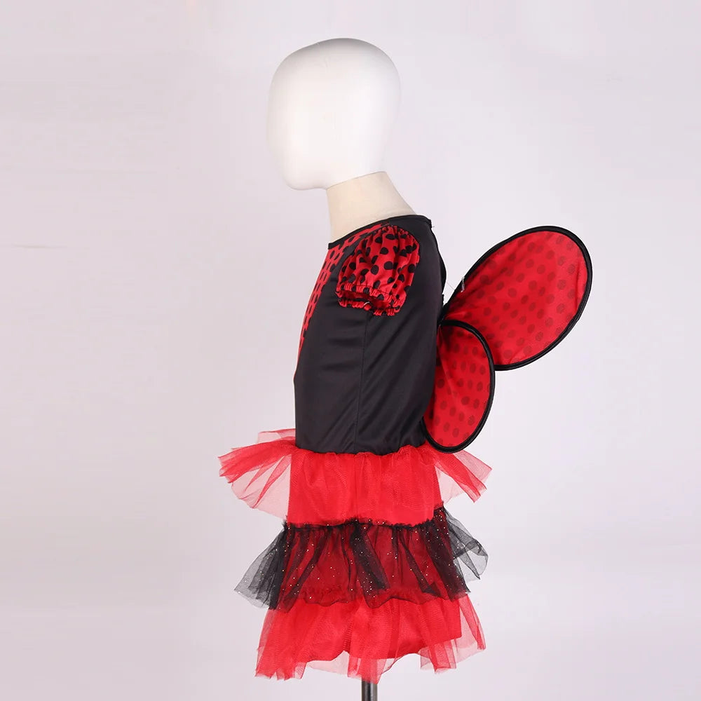 Halloween & Death Day 60cm Butterfly Bees Ladybug Costume Ballet Tutu Skirt Fairy Wing Skirt Headband Set for Kids Birthday Halloween Party Dress up